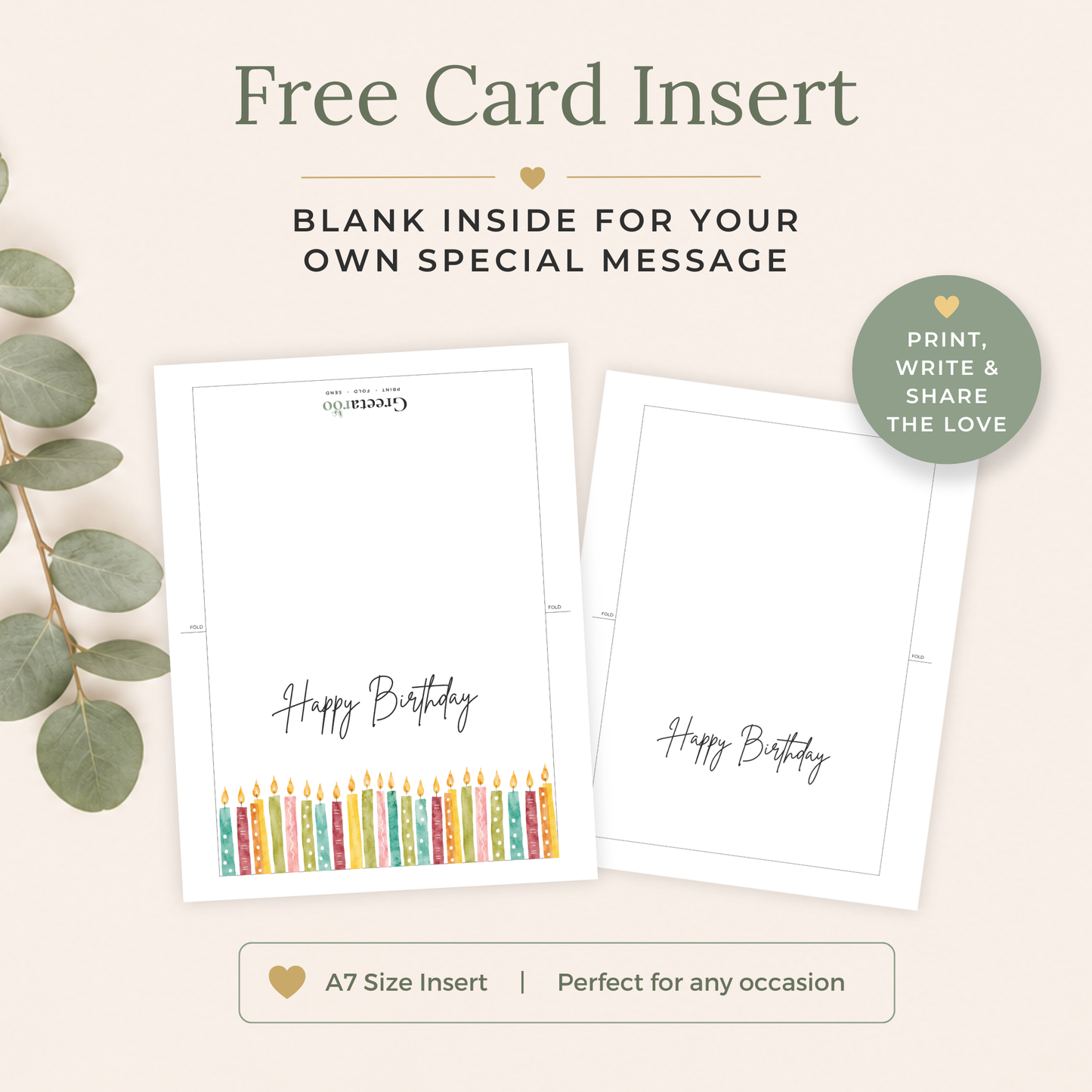 Printable Birthday Card with Colourful Candles