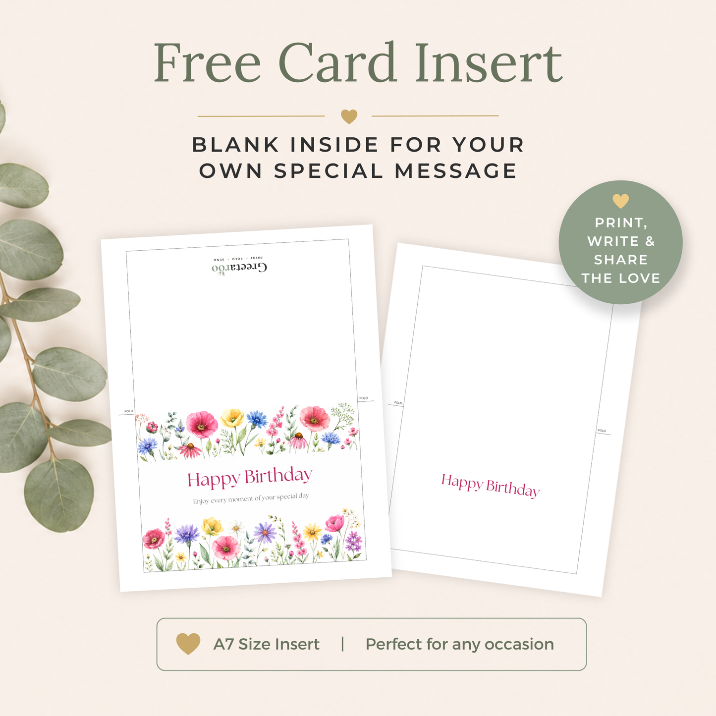 Printable Birthday Card with Flowers