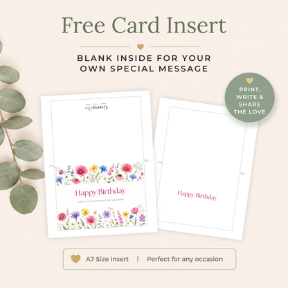 Printable Birthday Card with Flowers
