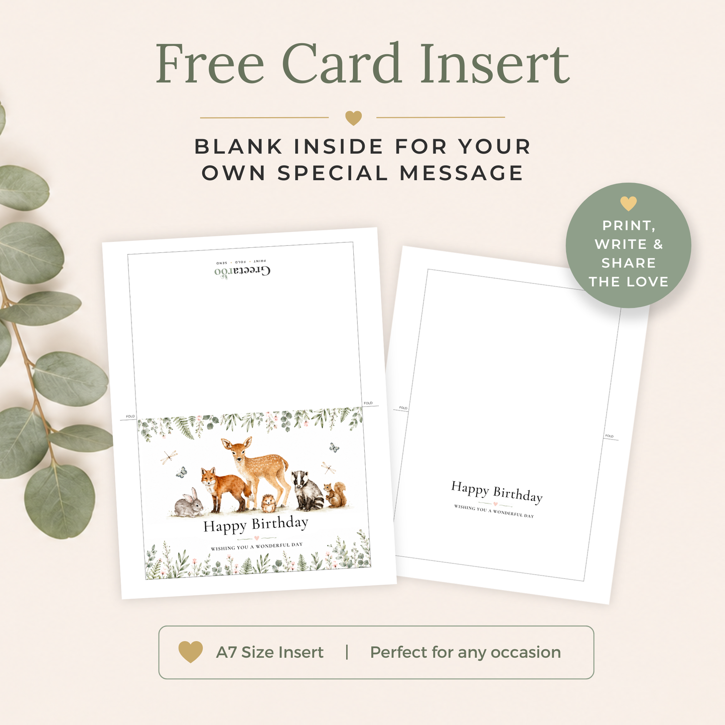 Printable Birthday Card with Woodland Animals