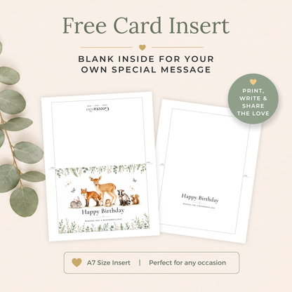 Printable Birthday Card with Woodland Animals