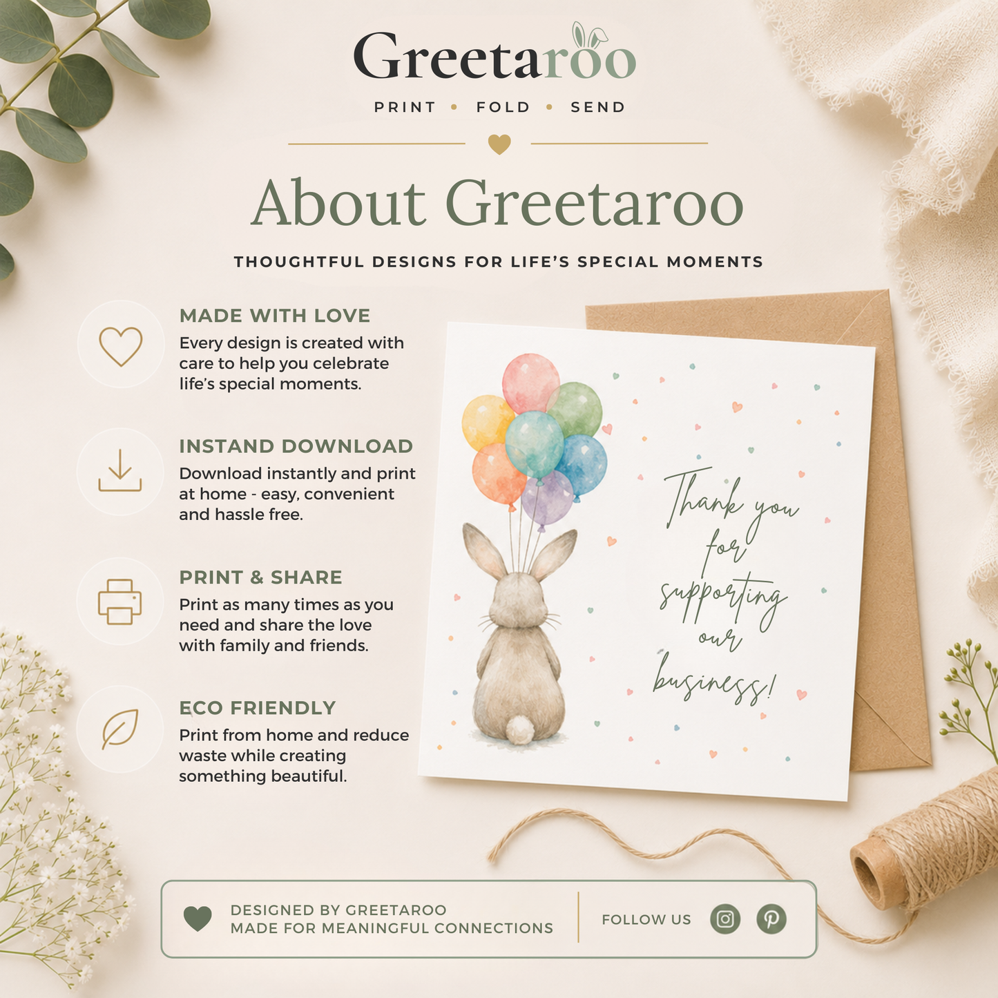 Printable Birthday Card with Woodland Animals