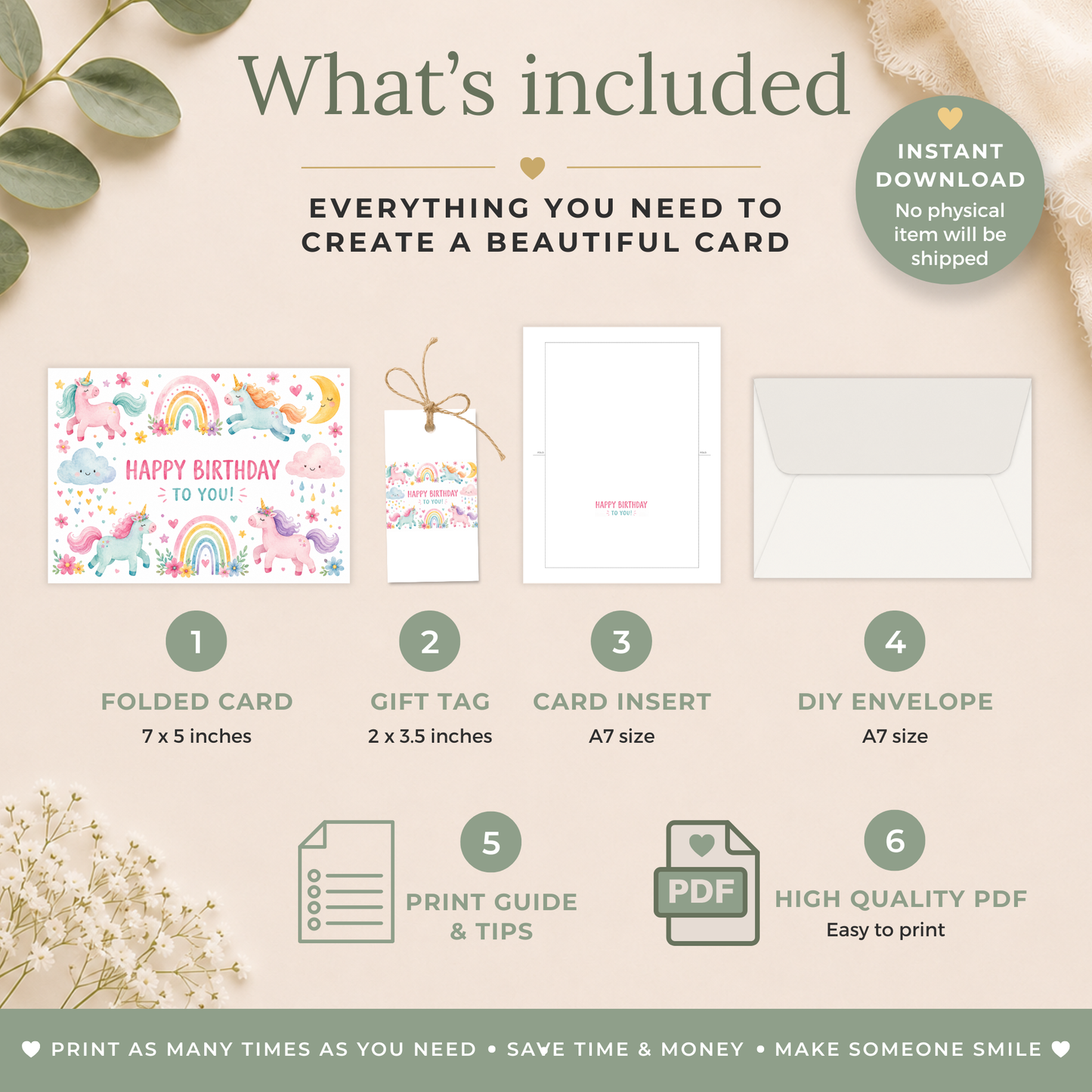 Printable Unicorn Birthday Card for Kids