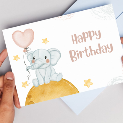 Printable Birthday Card - Baby Elephant