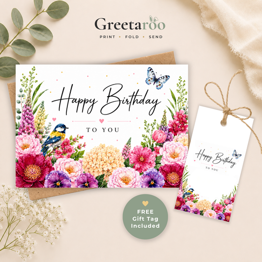 Floral Printable Birthday Card