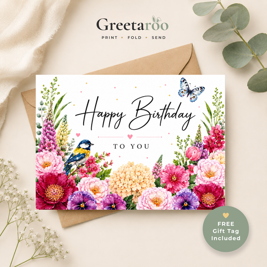 Floral Printable Birthday Card