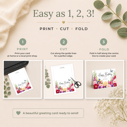 Floral Printable Birthday Card
