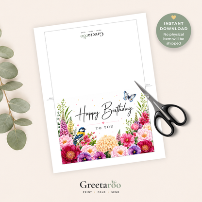 Floral Printable Birthday Card