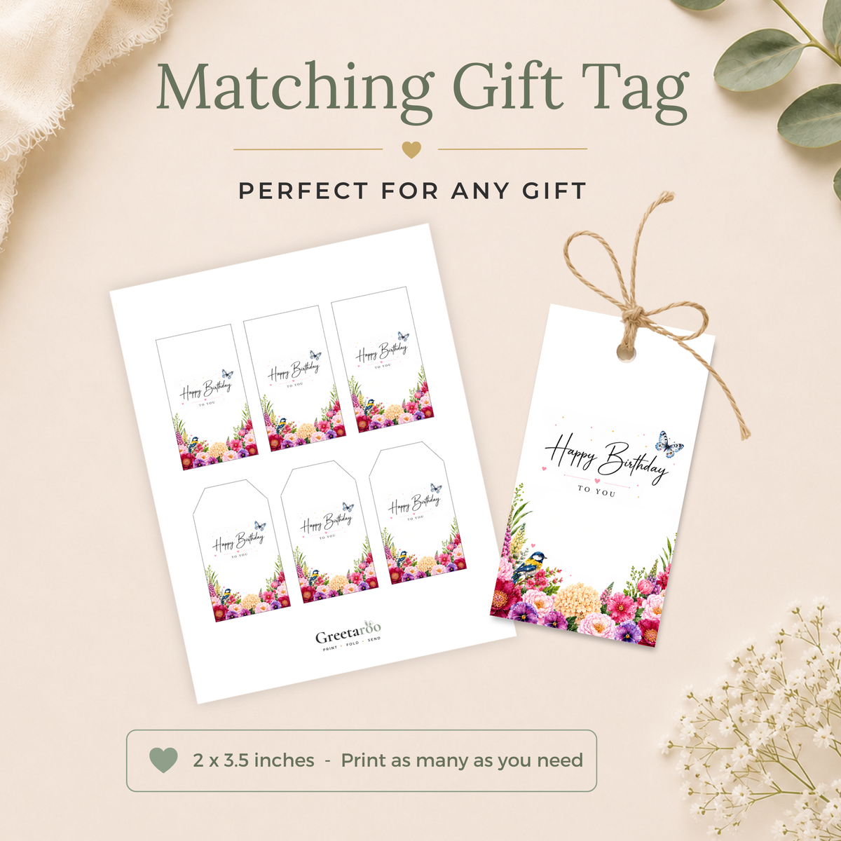 Floral Printable Birthday Card