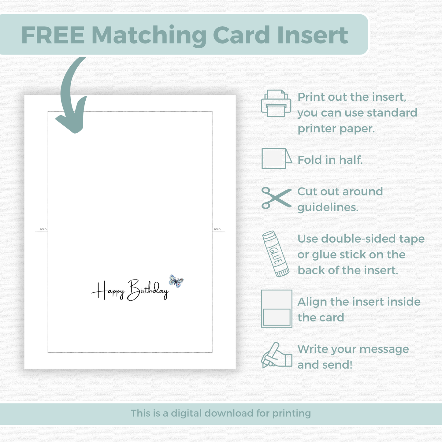 Printable Birthday Card - Red Pink Flowers