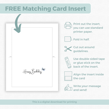 Printable Birthday Card - Red Pink Flowers