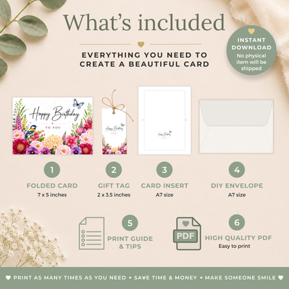 Floral Printable Birthday Card