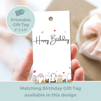 Printable Birthday Card - Cat Paws