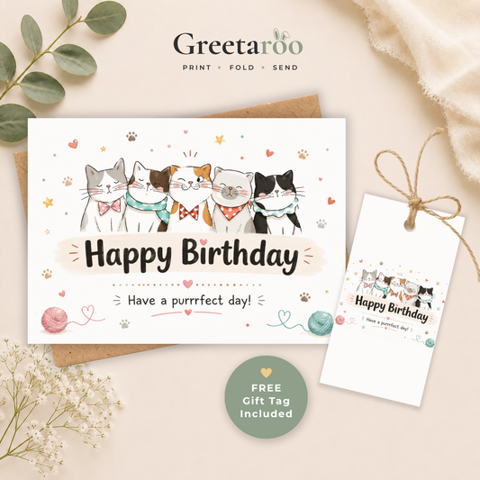 Cat Printable Birthday Card