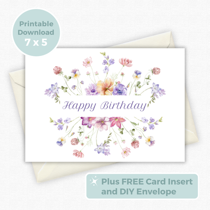 Printable Birthday Card - Wild Flowers