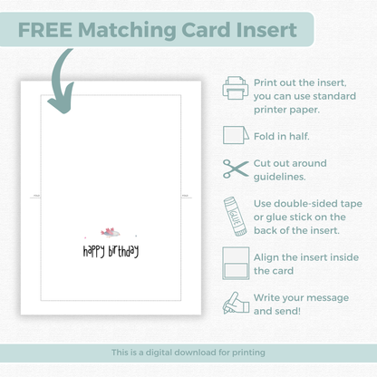 Printable Birthday Card - Watercolour Dinosaur