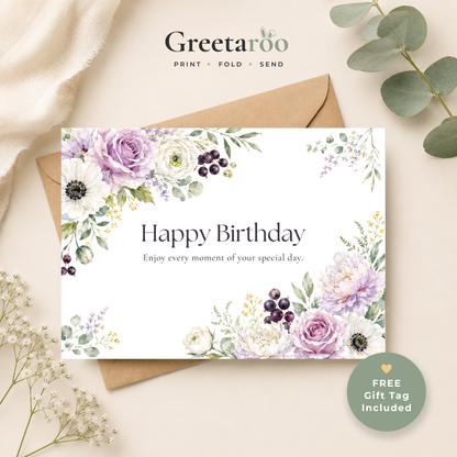 Floral Printable Birthday Card