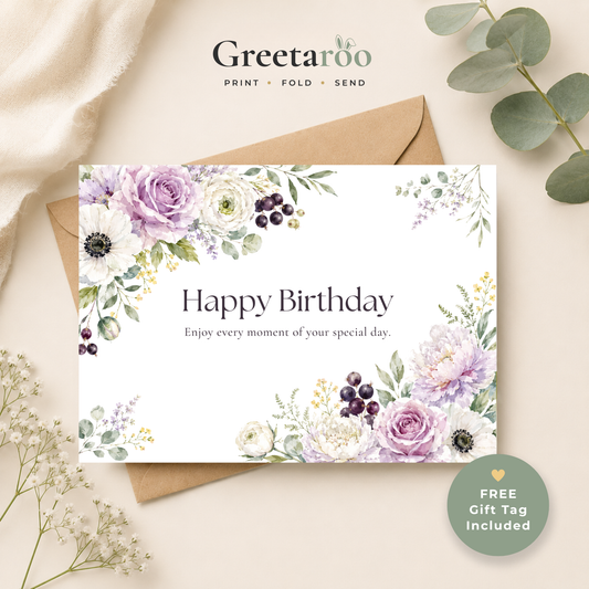 Floral Printable Birthday Card
