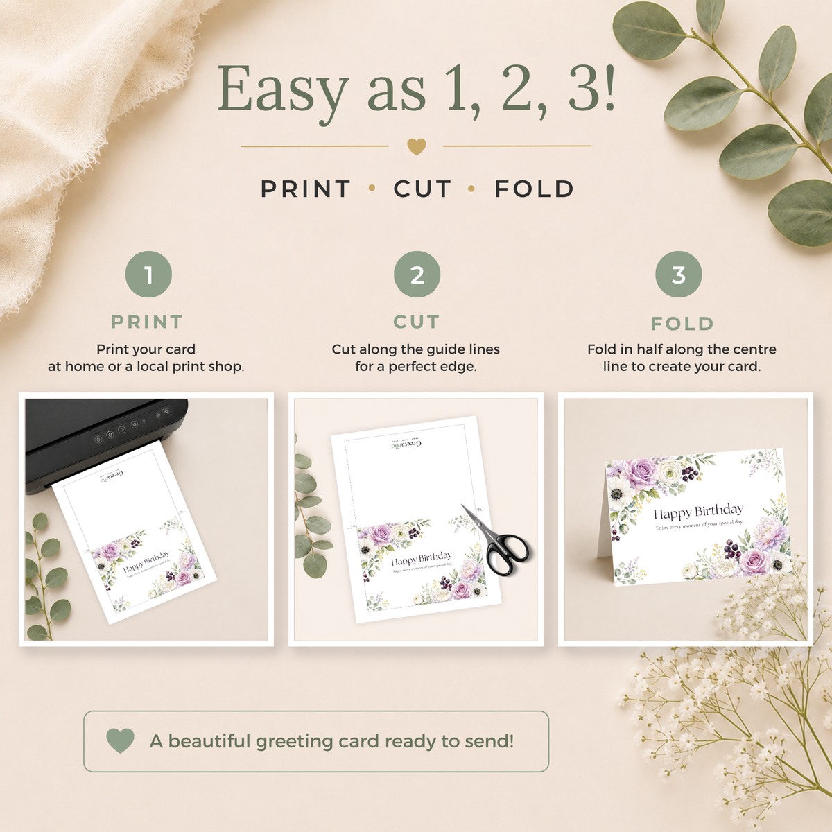 Floral Printable Birthday Card