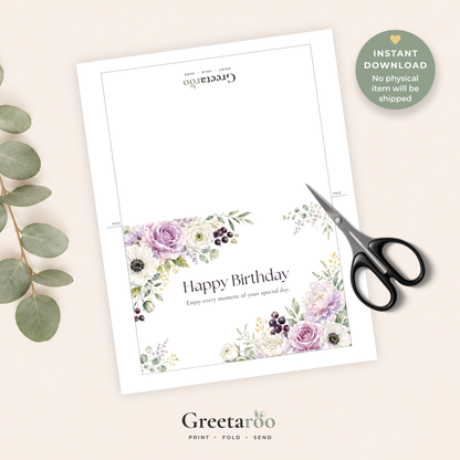 Floral Printable Birthday Card