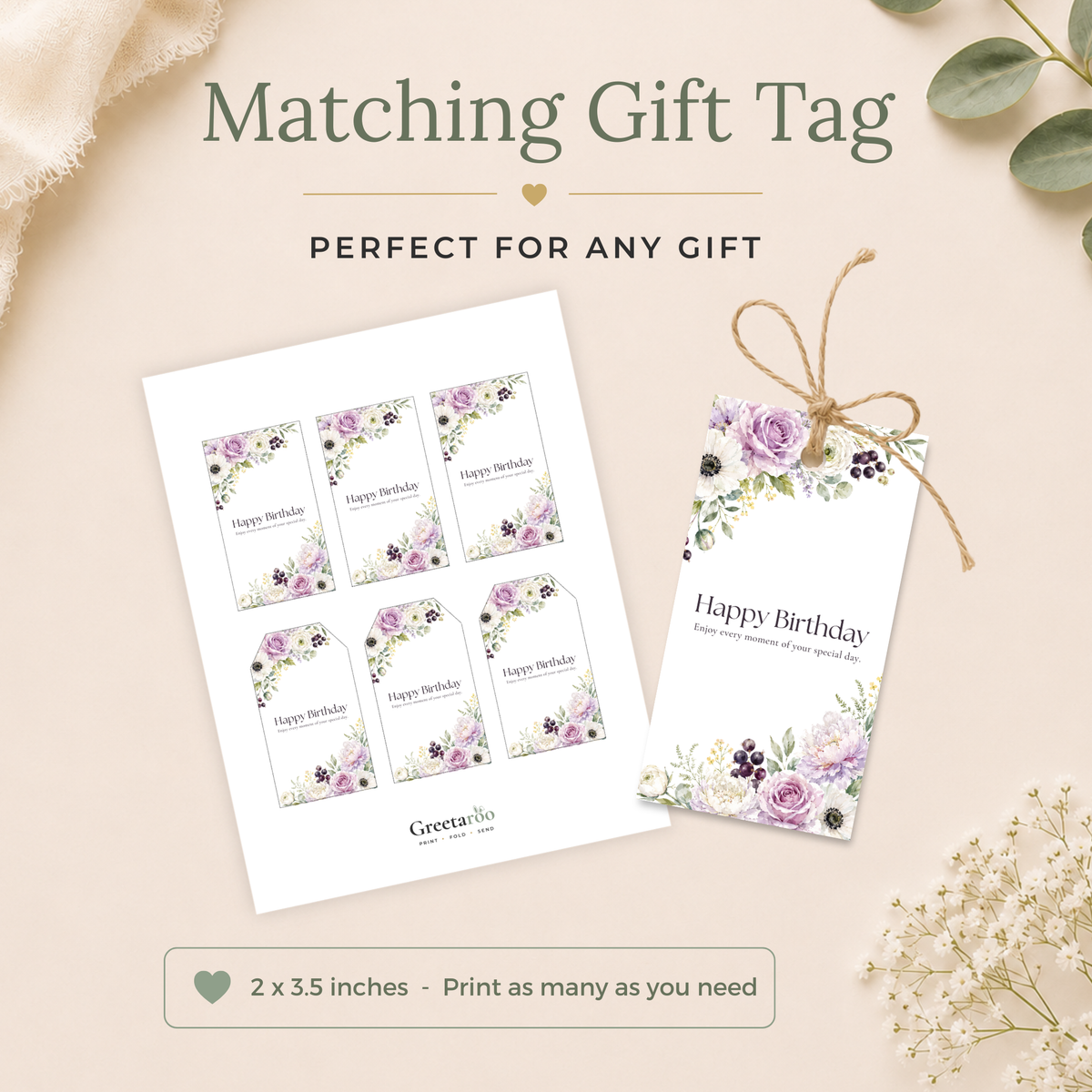 Floral Printable Birthday Card