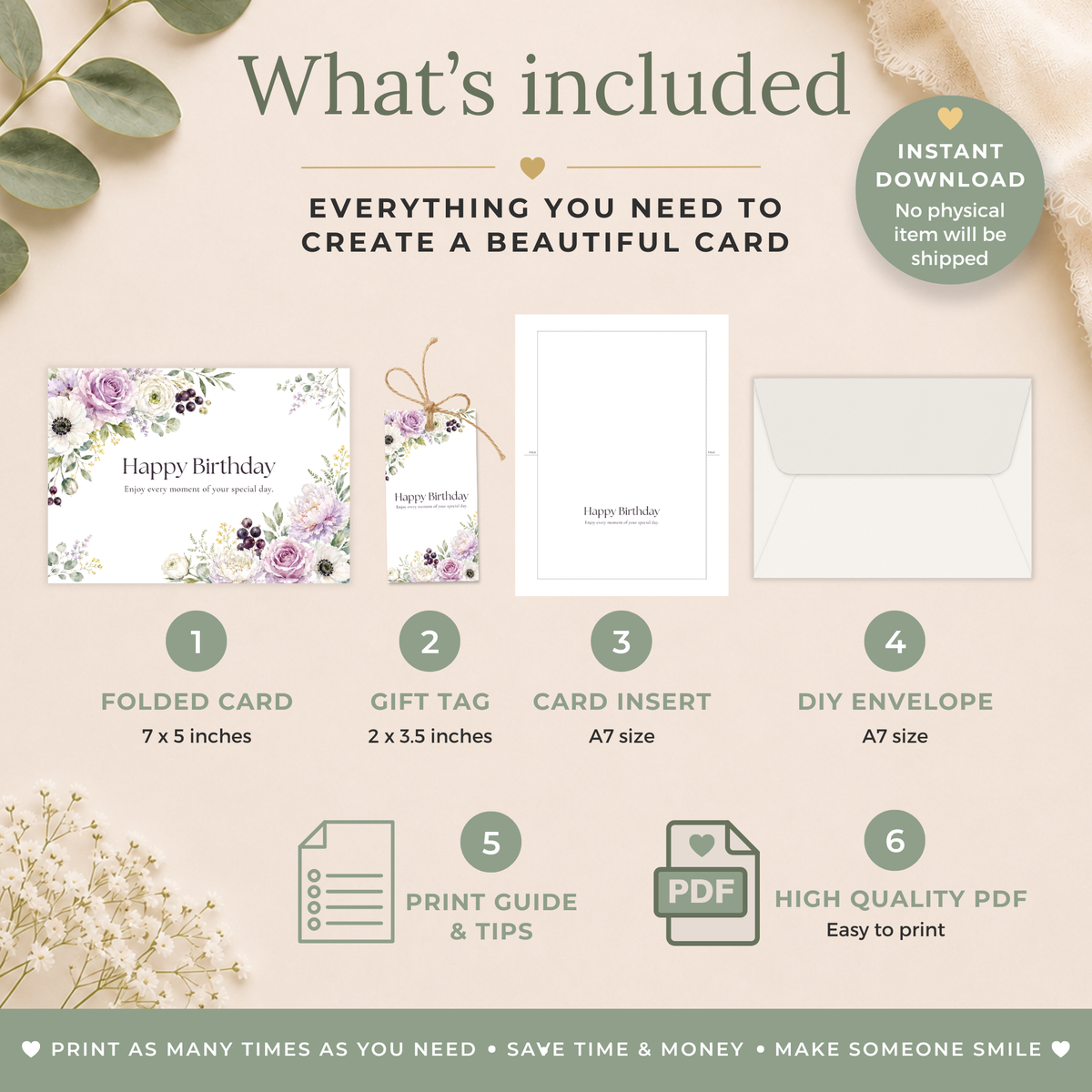 Floral Printable Birthday Card
