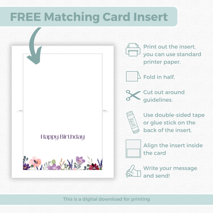 Printable Birthday Card - Purple Flower
