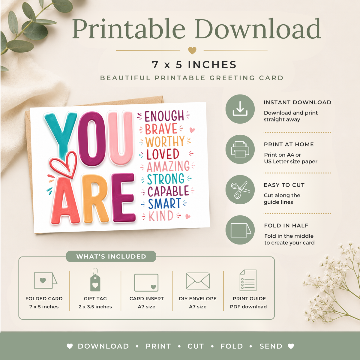Affirmation Printable Birthday Card