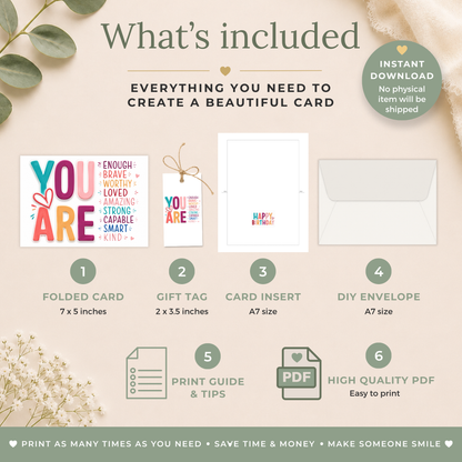 Affirmation Printable Birthday Card
