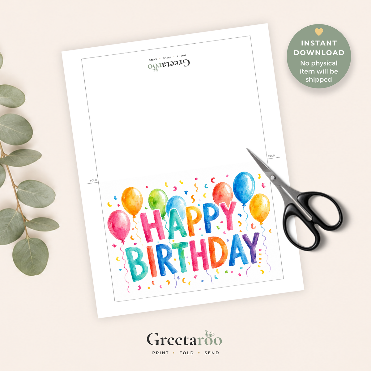Balloon Printable Birthday Card