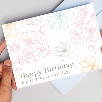 Printable Birthday Card - Flowers