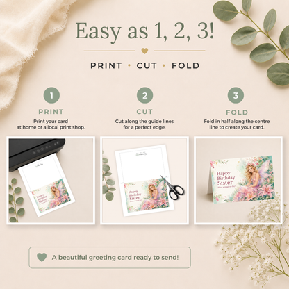 Printable Birthday Card with Magical Fairy