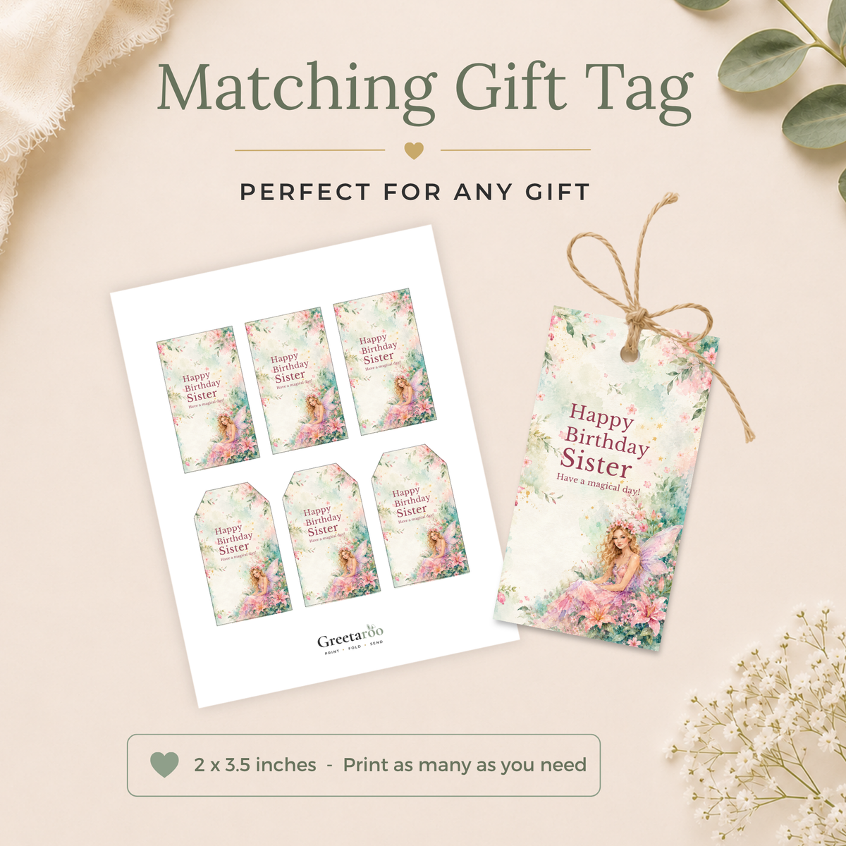 Printable Birthday Card with Magical Fairy
