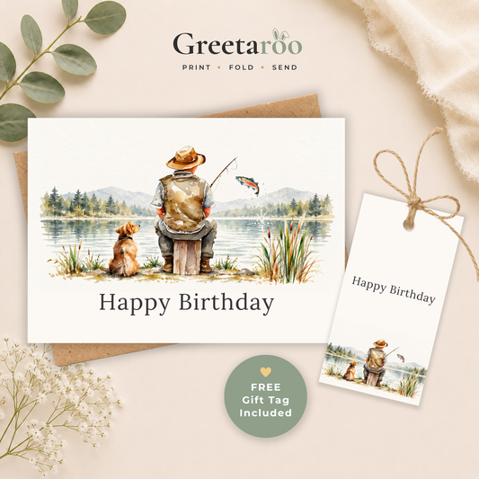 Printable Fishing Birthday Card for Him