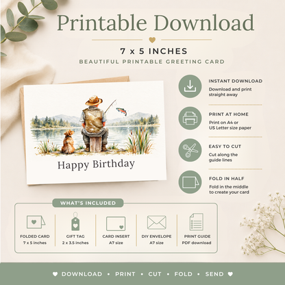 Printable Fishing Birthday Card for Him