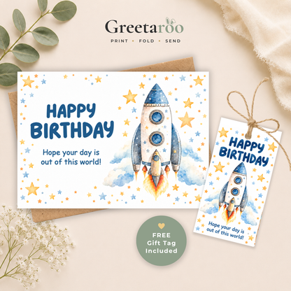 Printable Space Birthday Card