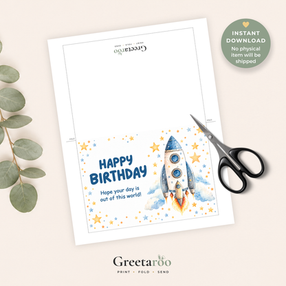 Printable Space Birthday Card