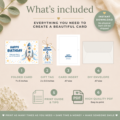 Printable Space Birthday Card