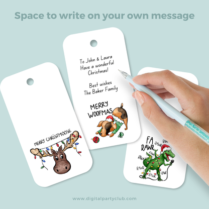 Set of 6 Printable Christmas Gift Tags - Funny