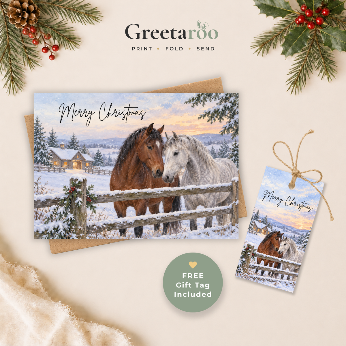 Printable Horse Christmas Card