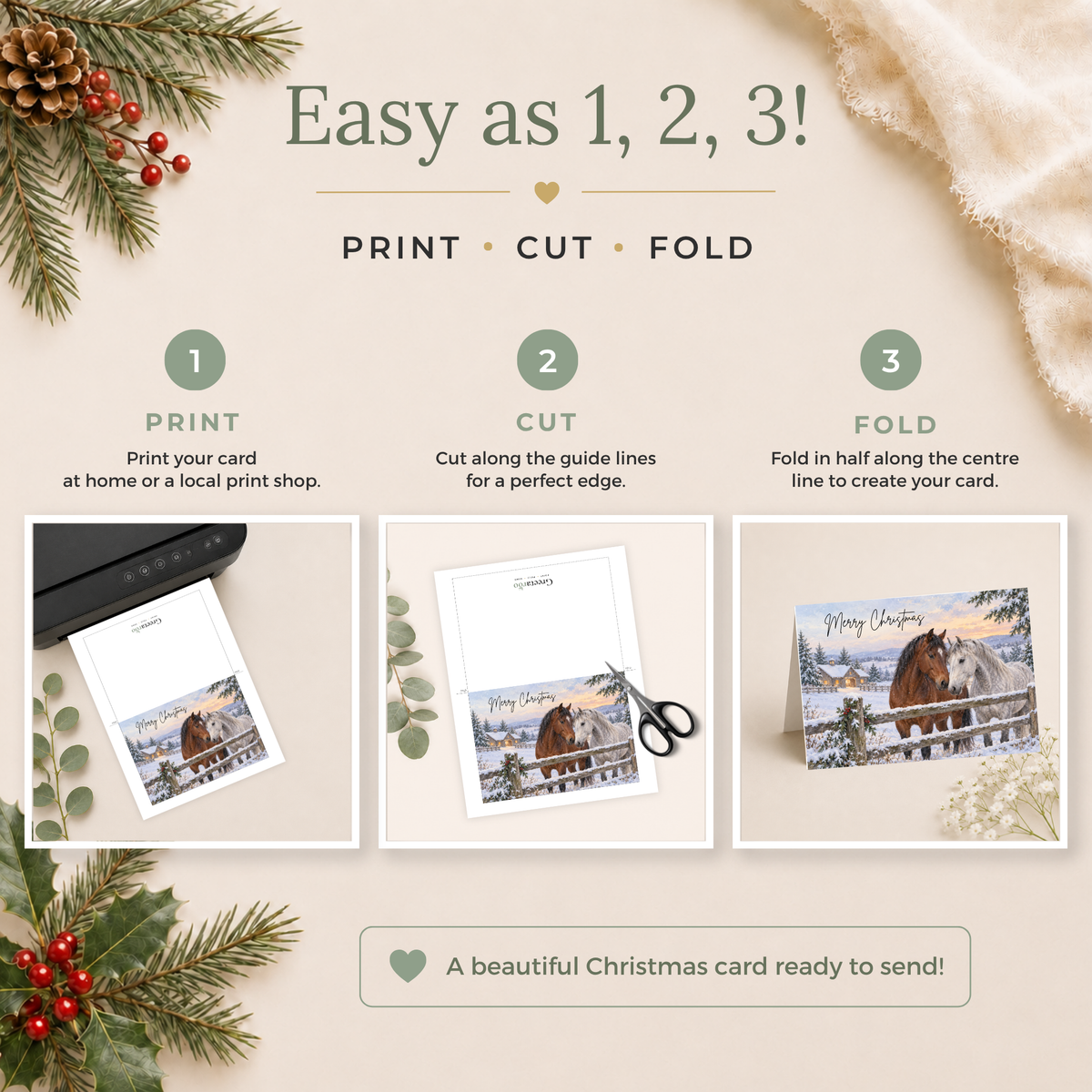 Printable Horse Christmas Card