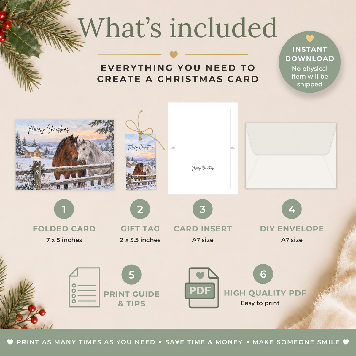 Printable Horse Christmas Card