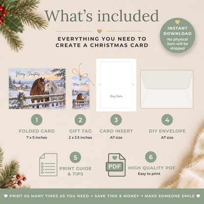 Printable Horse Christmas Card