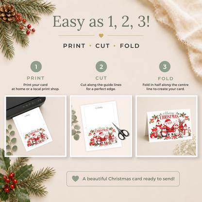 Santa & Friends Printable Christmas Card