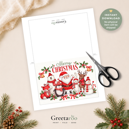 Santa & Friends Printable Christmas Card