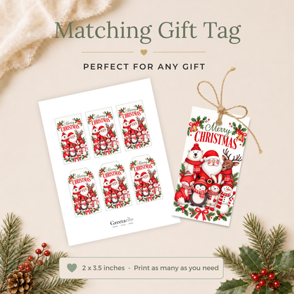 Santa & Friends Printable Christmas Card
