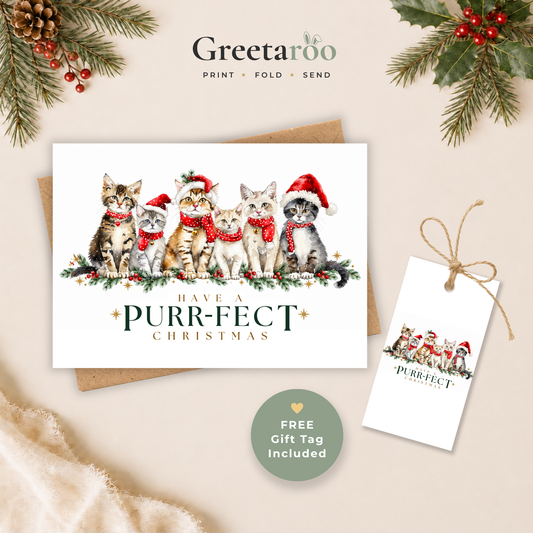 Purrfect Printable Christmas Card