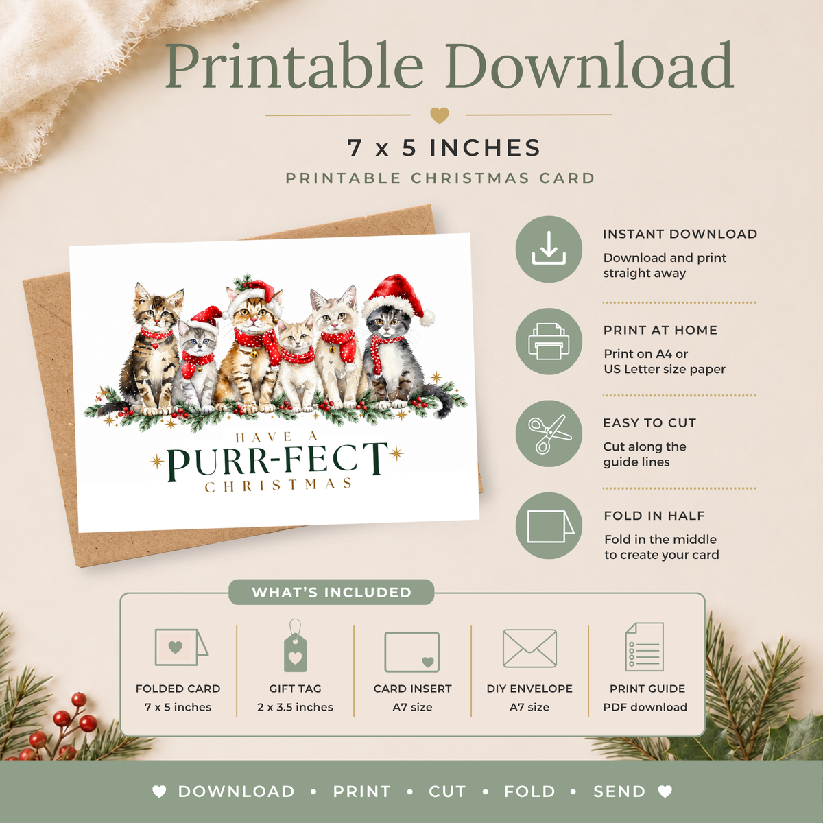 Purrfect Printable Christmas Card