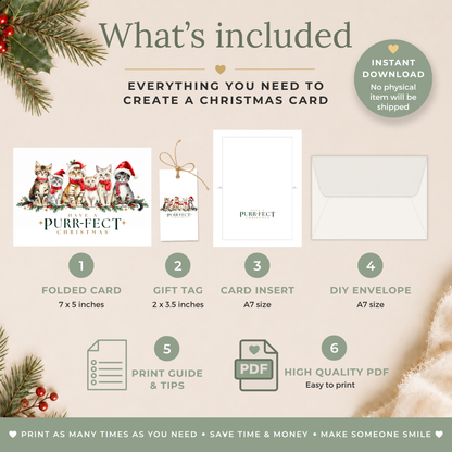 Purrfect Printable Christmas Card