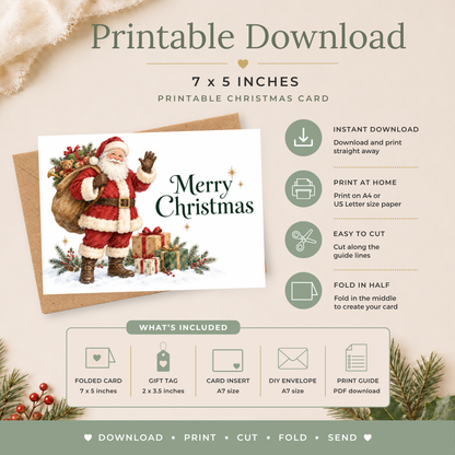 Santa Printable Christmas Card